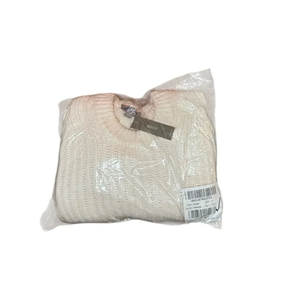 NWT J CREW Heritage cotton fisherman crewneck sweater in Ivory/white
